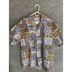 Paradise Style Hawaiian shirt men's Sz Largeblue floral short sleeve vintage USA